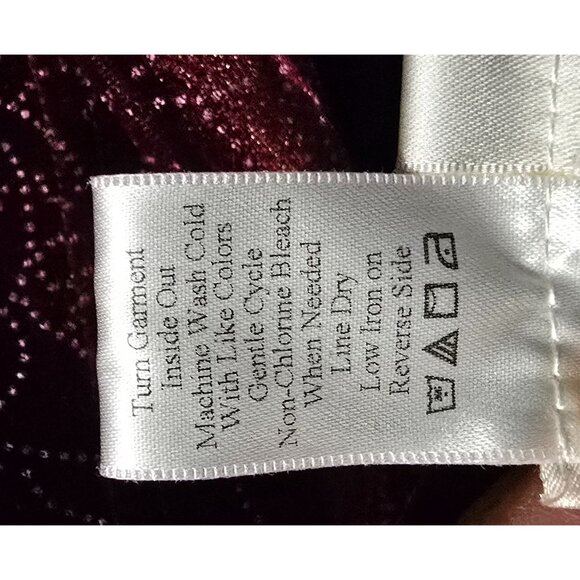 Vintage Burgundy Floral Velvet 2 pc set Turtleneck Lg Sleeve Top Matching Pants - Picture 11 of 12